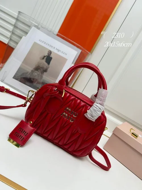 11 Miu Miu Bowling Bag Medium Women Luxury Matelasse Leather