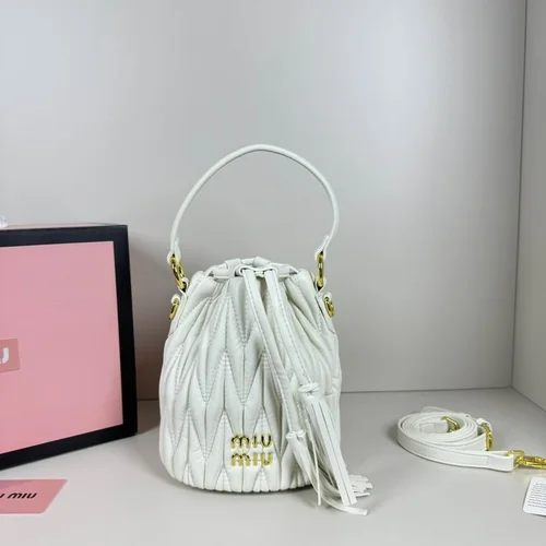 11 Miu Miu Bucket Bag Small Women Luxury Matelasse Leather