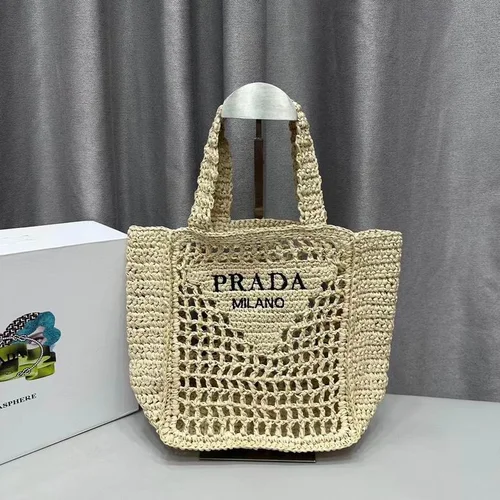 11 Prada Basket Bag Medium Women Luxury Raffia Designer