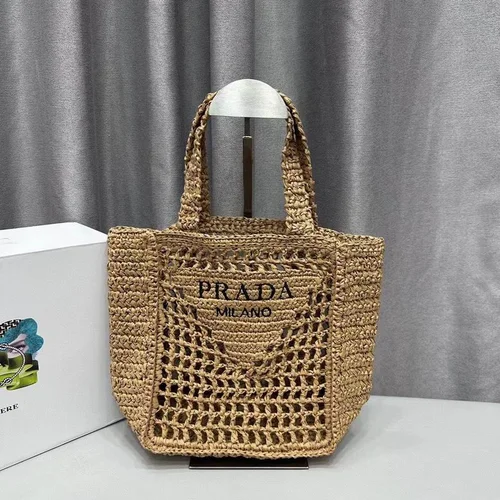 11 Prada Basket Bag Medium Women Luxury Raffia Designer