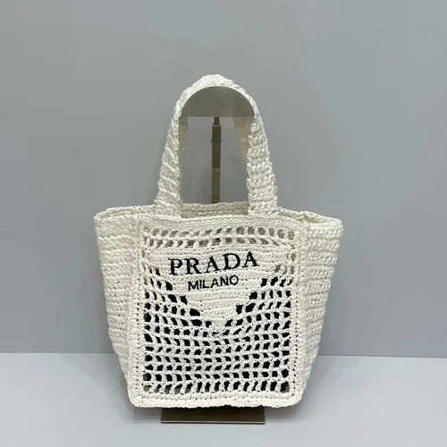 11 Prada Basket Bag Medium Women Luxury Raffia Designer