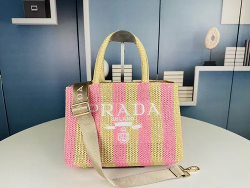 11 Prada Basket Bag Medium Women Luxury Raffia Designer
