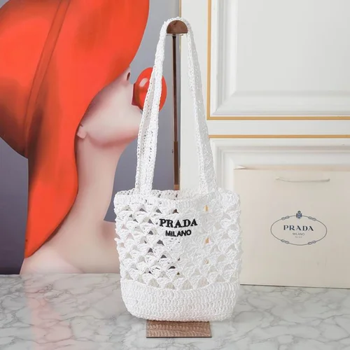 11 Prada Basket Bag Medium Women Luxury Raffia Designer