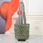 11 Prada Basket Bag Medium Women Luxury Raffia Designer