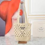 11 Prada Basket Bag Medium Women Luxury Raffia Designer