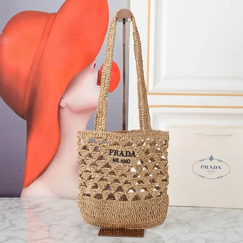 11 Prada Basket Bag Medium Women Luxury Raffia Designer