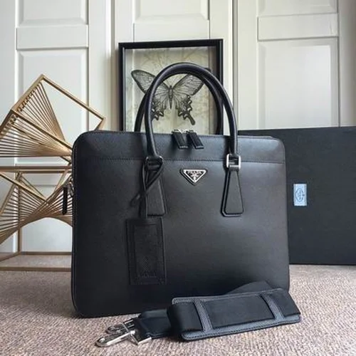 Prada Original Briefcase Men Authentic Saffiano Leather