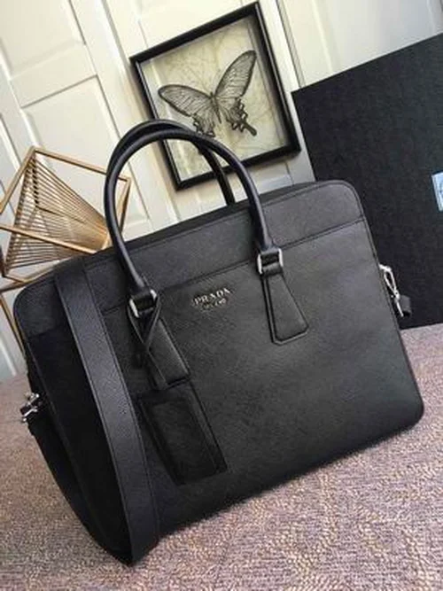 Prada Original Briefcase Men Authentic Saffiano Leather