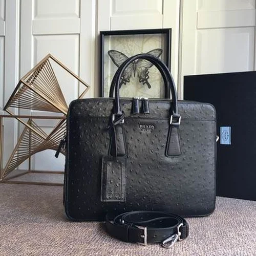 Prada Original Briefcase Men Authentic Saffiano Leather