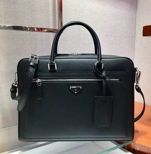 Prada Original Briefcase Men Authentic Saffiano Leather