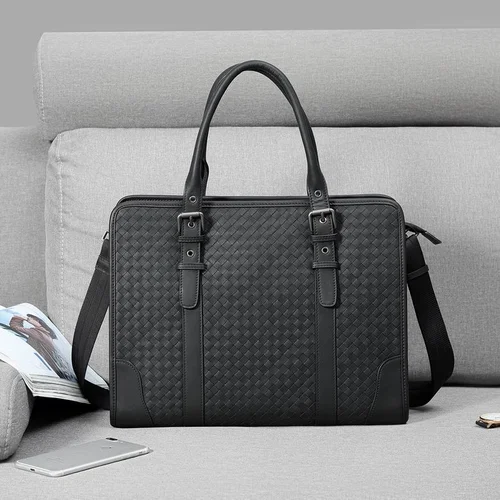 Bottega Veneta Men's Briefcase Original Authentic Luxury Leather Business