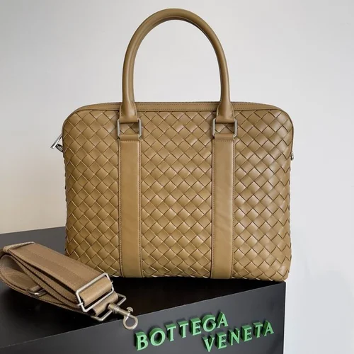 Bottega Veneta Men's Briefcase Original Authentic Luxury Leather Business