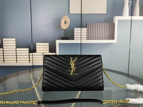 11 YSL Envelope Chain Wallet Women Luxury Leather