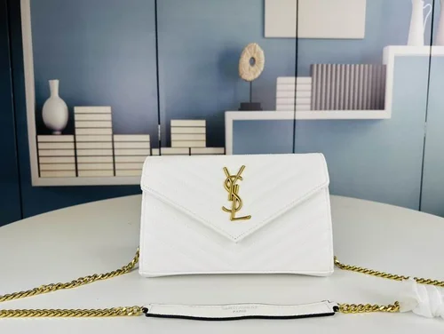 11 YSL Envelope Chain Wallet Women Luxury Leather