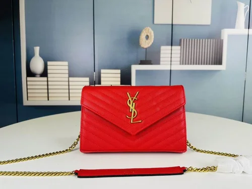 11 YSL Envelope Chain Wallet Women Luxury Leather