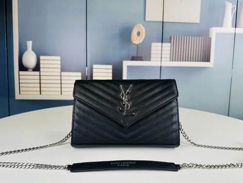 11 YSL Envelope Chain Wallet Women Luxury Leather