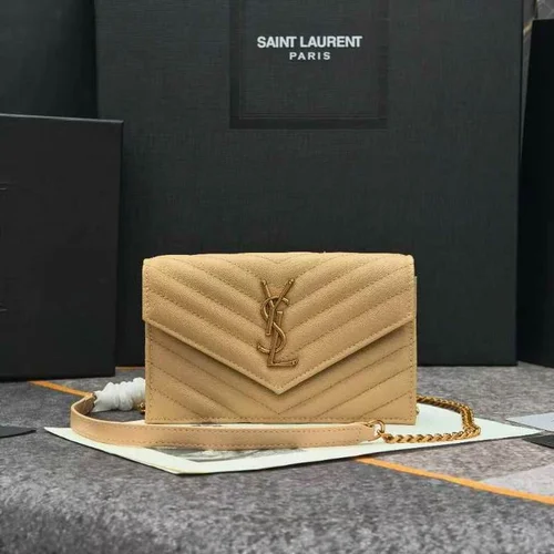 11 YSL Envelope Chain Wallet Women Luxury Leather