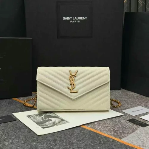 11 YSL Envelope Chain Wallet Women Luxury Leather
