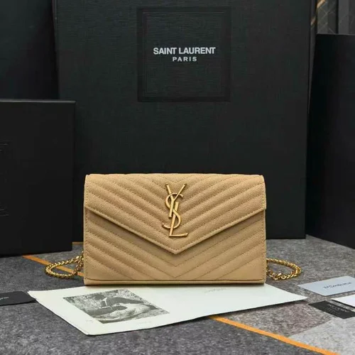 11 YSL Envelope Chain Wallet Women Luxury Leather