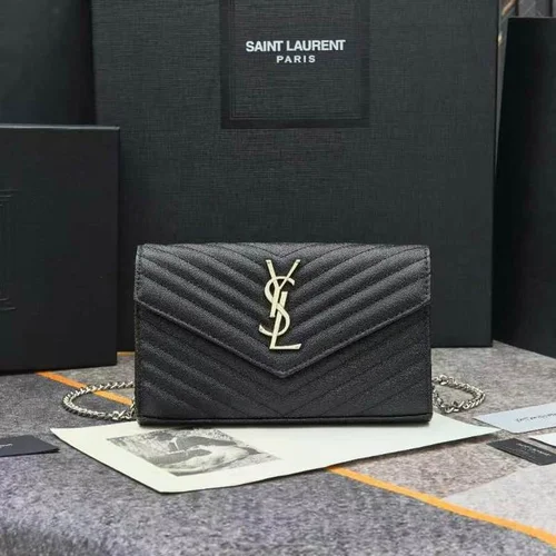 11 YSL Envelope Chain Wallet Women Luxury Leather