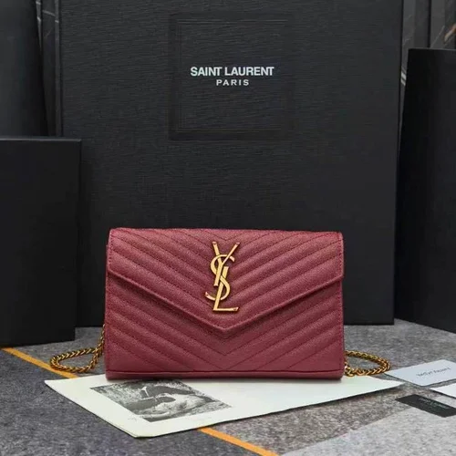 11 YSL Envelope Chain Wallet Women Luxury Leather