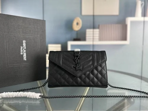 11 YSL Envelope Chain Wallet Women Luxury Leather