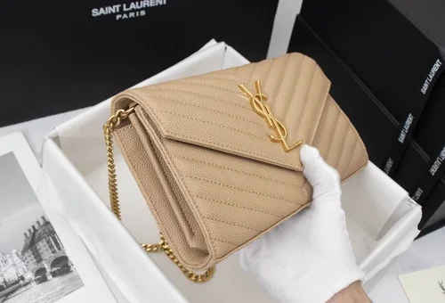 11 YSL Envelope Chain Wallet Women Luxury Leather
