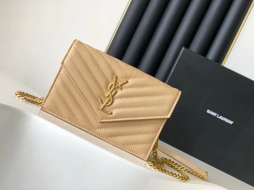 11 YSL Envelope Chain Wallet Women Luxury Leather