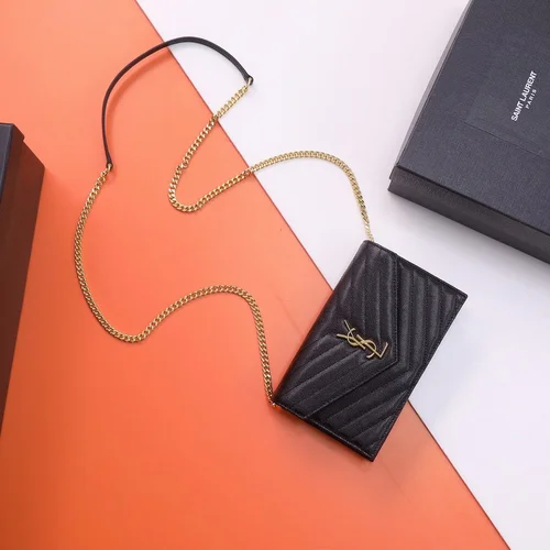 11 YSL Envelope Chain Wallet Women Luxury Leather