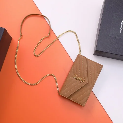 11 YSL Envelope Chain Wallet Women Luxury Leather