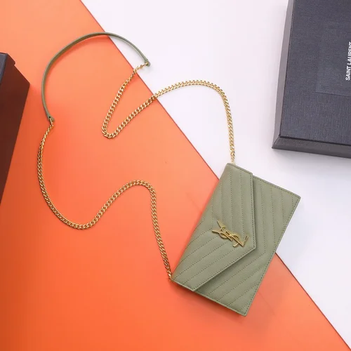 11 YSL Envelope Chain Wallet Women Luxury Leather