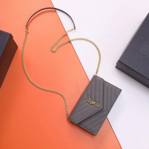 11 YSL Envelope Chain Wallet Women Luxury Leather