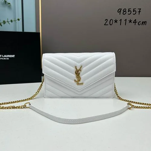 11 YSL Envelope Chain Wallet Women Luxury Leather