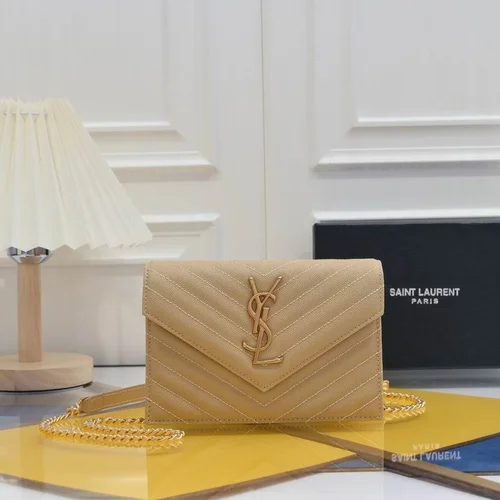 11 YSL Envelope Chain Wallet Women Luxury Leather