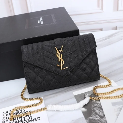 11 YSL Envelope Chain Wallet Women Luxury Leather