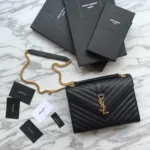 YSL Original Envelope Chain Wallet Authentic Leather