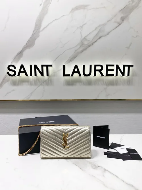 YSL Original Envelope Chain Wallet Authentic Leather