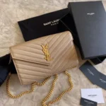 YSL Original Envelope Chain Wallet Authentic Leather