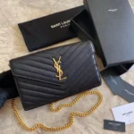 YSL Original Envelope Chain Wallet Authentic Leather