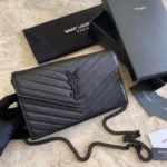YSL Original Envelope Chain Wallet Authentic Leather