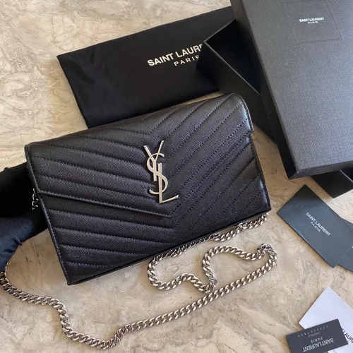YSL Original Envelope Chain Wallet Authentic Leather