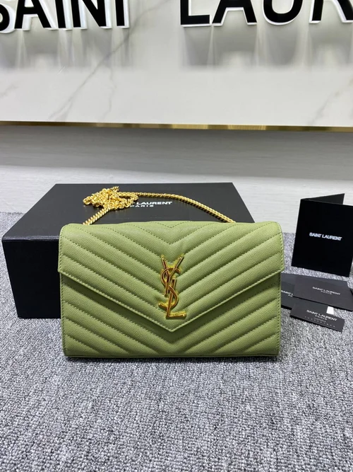 YSL Original Envelope Chain Wallet Authentic Leather