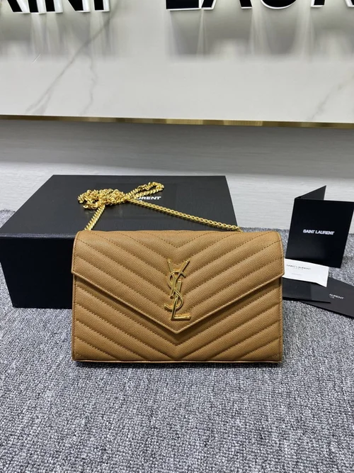 YSL Original Envelope Chain Wallet Authentic Leather