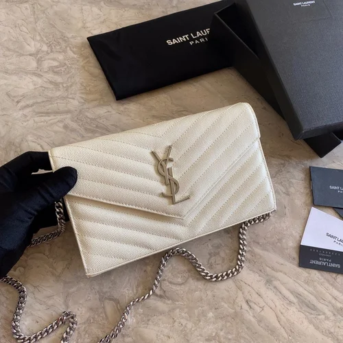 YSL Original Envelope Chain Wallet Authentic Leather