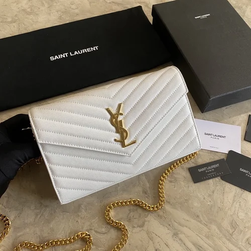 YSL Original Envelope Chain Wallet Authentic Leather