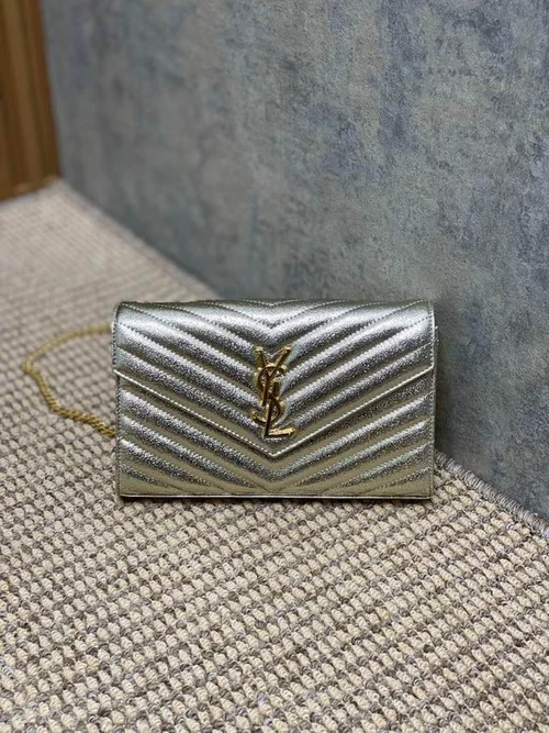 YSL Original Envelope Chain Wallet Authentic Leather