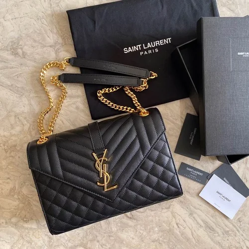 YSL Original Envelope Chain Wallet Authentic Leather