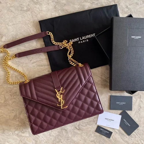 YSL Original Envelope Chain Wallet Authentic Leather