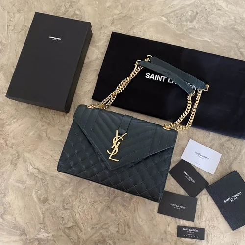 YSL Original Envelope Chain Wallet Authentic Leather