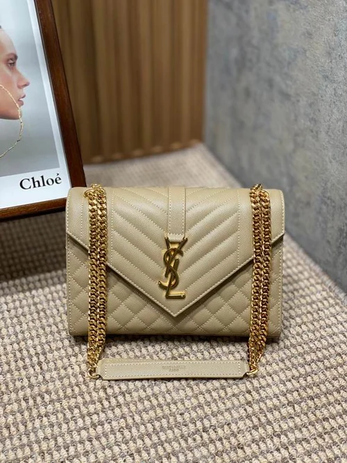 YSL Original Envelope Chain Wallet Authentic Leather